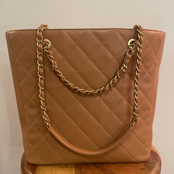 SOLD Chanel Stitched Large Shopping Bag Caramel Calfskin Aged Gold Hardware - Picture 2 of 8